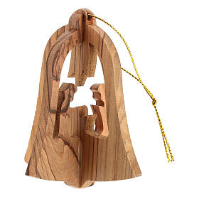 Christmas tree decoration in Holy Land olive wood bell with Wise