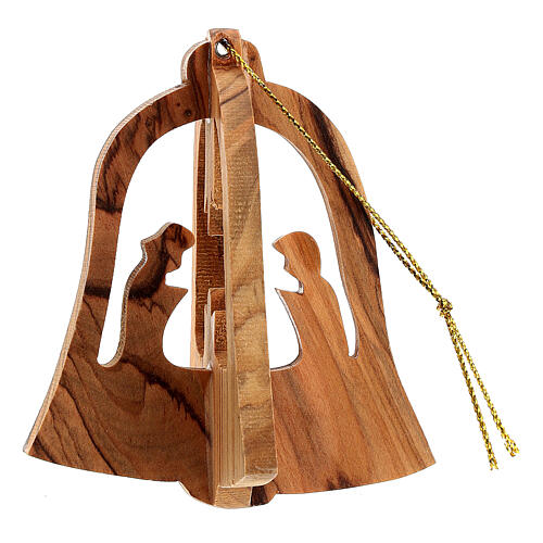 Christmas tree decoration in Holy Land olive wood bell with Wise 1