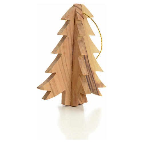 Christmas tree decoration in Holy Land olive wood, fir tree 2