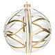 Palla Natale vetro soffiato fiore bianco/oro 150mm s3