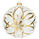 Palla Natale vetro soffiato fiore bianco/oro 150mm s4