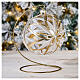 Palla Natale vetro soffiato fiore bianco/oro 150mm s2