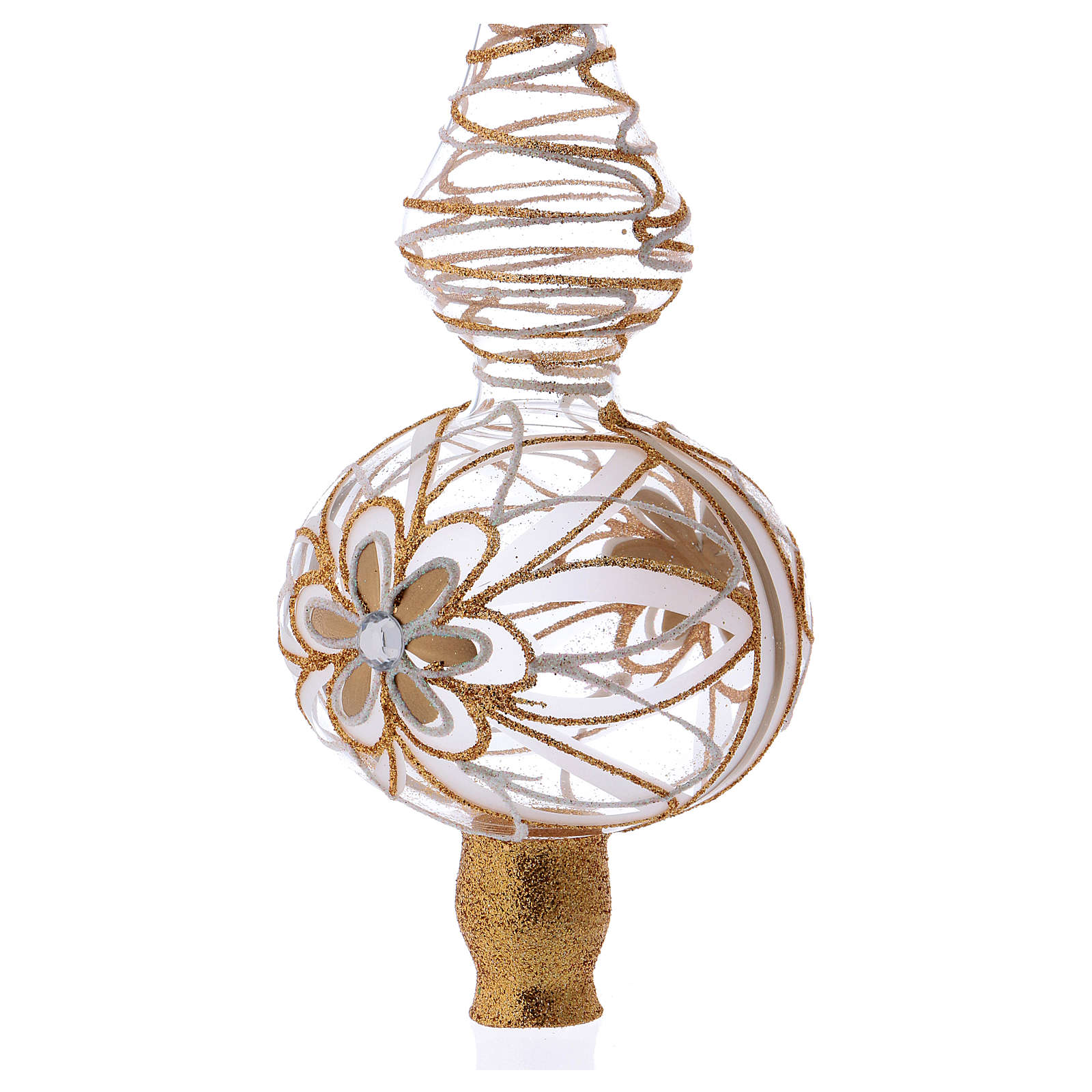 Tree Topper blown glass white/gold online sales on