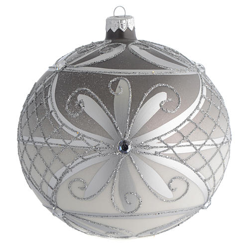 Palla Natale vetro soffiato opaco argento 150 mm 1