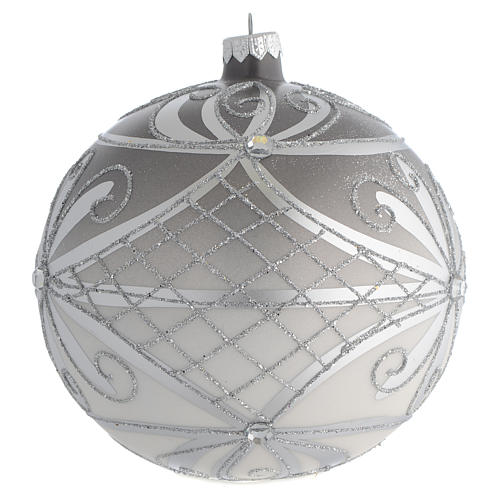 Palla Natale vetro soffiato opaco argento 150 mm 2
