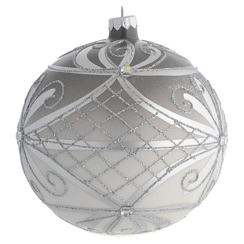 Bombka bożonarodzeniowa  szkło dmuchane  matowe srebro 150mm 2