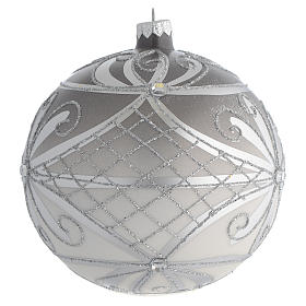 Bola Natal vidro soprado opaco prata 150 mm