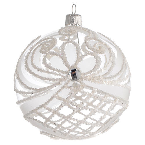 Christmas Bauble transparent and white 10cm 1