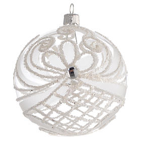 Bola de Natal vidro soprado transparente e branco 100 mm