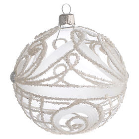 Bola de Natal vidro soprado transparente e branco 100 mm