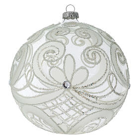 Boule Noël verre soufflé transparent et blanc 150 mm