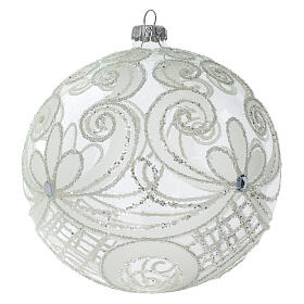 Palla Natale vetro soffiato trasparente e bianco 150mm