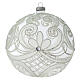 Palla Natale vetro soffiato trasparente e bianco 150mm s1