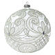 Palla Natale vetro soffiato trasparente e bianco 150mm s2
