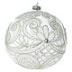 Palla Natale vetro soffiato trasparente e bianco 150mm s3