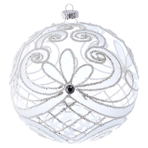 Bola Natal vidro soprado transparente e branco 150 mm 1