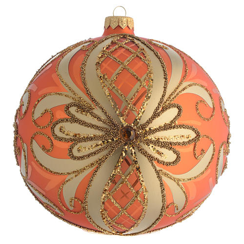 Orange blown glass ball Christmas ornament 15cm 1