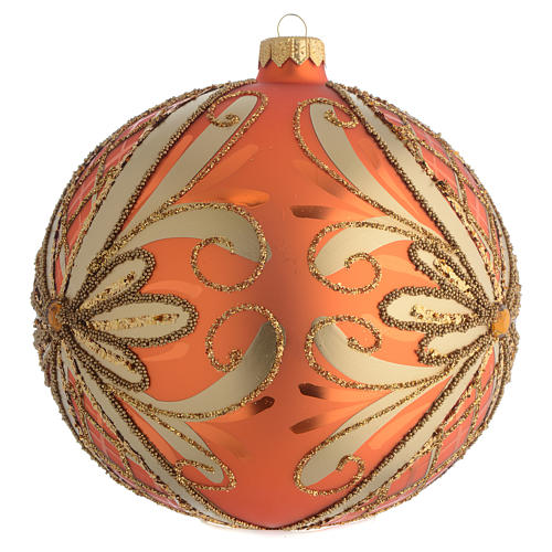 Orange blown glass ball Christmas ornament 15cm 2