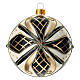Bola de Navidad vidrio negro, blanco y oro 100 mm s1