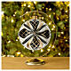 Boule sapin Noël verre noir blanc or 100 mm s2