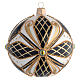 Bola Natal vidro preto branco ouro 100 mm s1