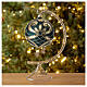 Weihnachtskugel aus mundgeblasenem Glas Grundton Grün mit goldenen Verzierungen 100 mm s4