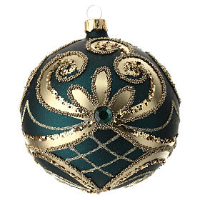 Christmas Bauble green and gold 10cm