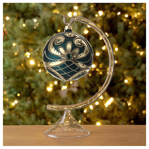 Christmas Bauble green and gold 10cm 4