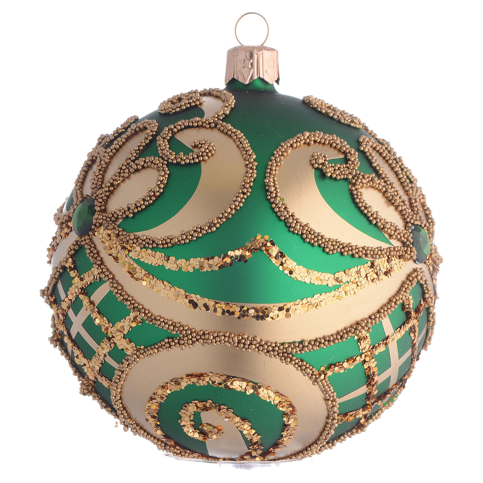 Boule sapin Noël verre soufflé vert or 100 mm | vente en ...