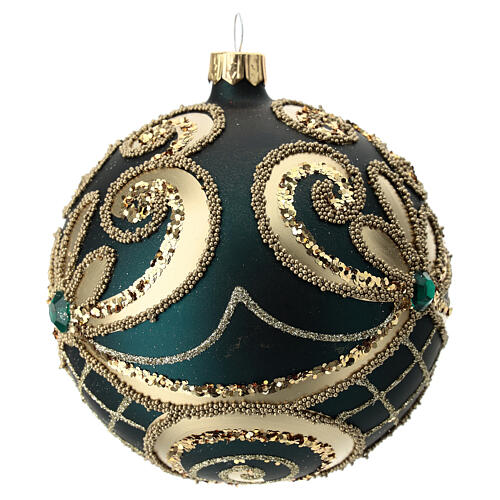 Christmas Bauble green and gold 10cm 5
