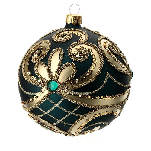 Christmas Bauble green and gold 10cm 8