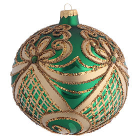 Bola de Natal vidro soprado verde e ouro 100 mm