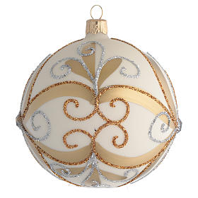 Christmas Bauble gold silver & ivory color 10cm