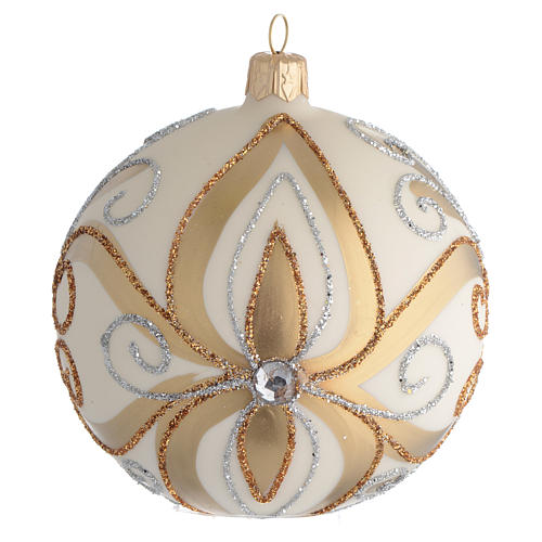 Christmas Bauble gold silver & ivory color 10cm 1