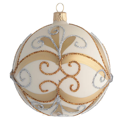Christmas Bauble gold silver & ivory color 10cm 2