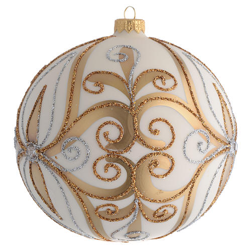 Christmas Bauble gold silver & ivory color 15cm 2