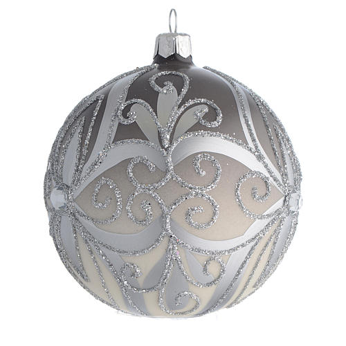 Pallina Albero Natale vetro soffiato argento 100 mm 2