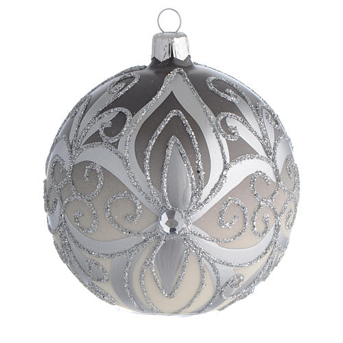 Bombka bożonarodzeniowa  szkło dmuchane  dekoracje srebrne 100mm 1