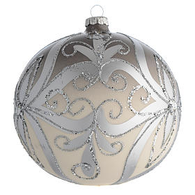 Boule sapin Noël verre soufflé argent 150 mm