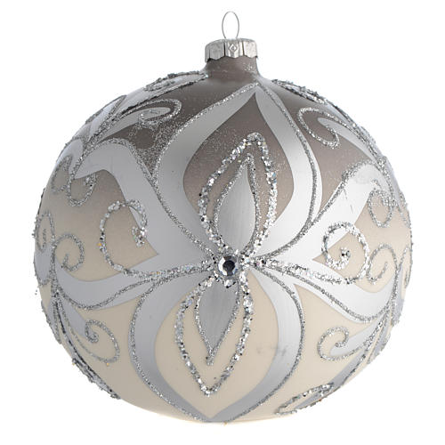 Bombka bożonarodzeniowa  szkło dmuchane  dekoracje srebrne 150mm 1