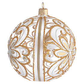 Christmas Bauble gold white 10cm
