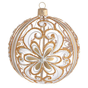 Pallina Albero vetro trasparente oro bianco 100mm