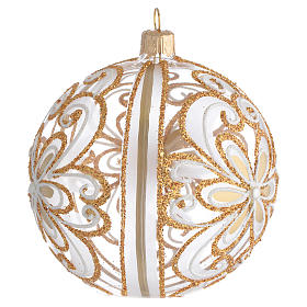 Pallina Albero vetro trasparente oro bianco 100mm
