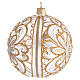 Bombka bożonarodzeniowa  szkło przezroczyste dekoracje  złote i białe 100mm s2