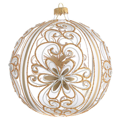 Christmas Bauble gold white 15cm 1
