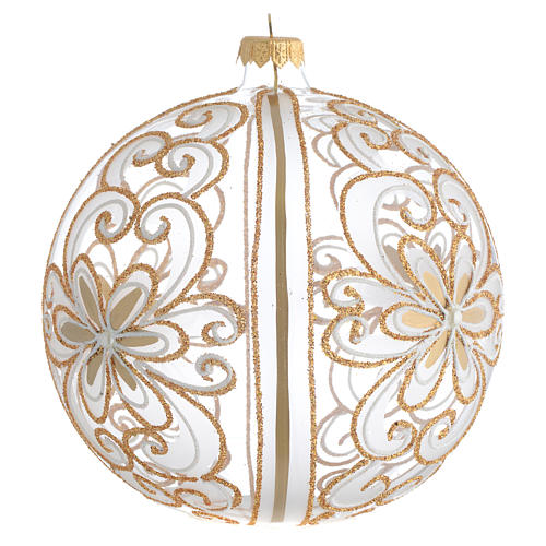Christmas Bauble gold white 15cm 2
