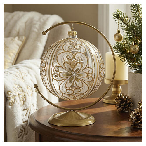 Christmas Bauble gold white 15cm 2