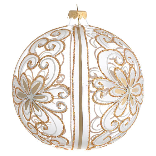 Palla Albero Natale vetro soffiato oro bianco 150 mm 2