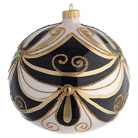 Christmas Bauble black gold & cream 15cm
