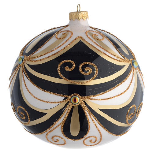 Bola para árvore Natal preto ouro creme 150 mm 1